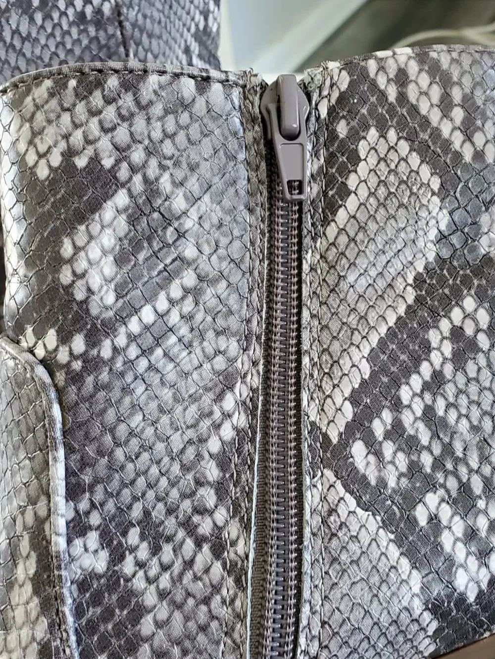 Express Gray Snake-Print Pointed Ankle Booties